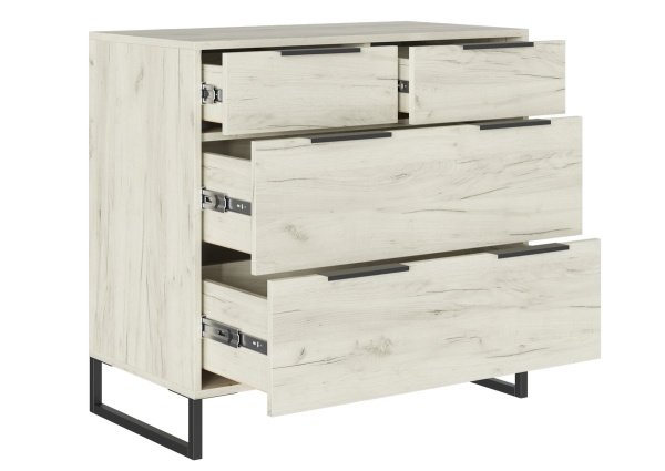 ЛОФТ Комод КМ-001 Корпус - Дуб Крафт белый  Фасад ЛДСП - Дуб Крафт белый