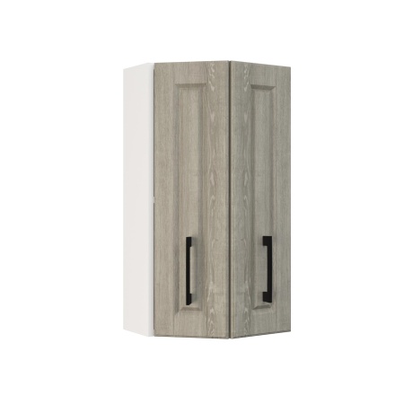 Шкаф верхний торцевой ШВТ 360 Корпус: ЛДСП белый 16мм; фасад: фрезеровка Барселона, МДФ седой клен 16мм