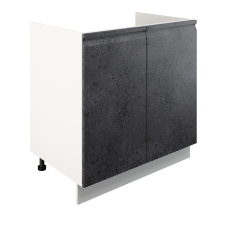 Шкаф нижний под мойку ШНМ 800 Корпус: ЛДСП белый 16мм; фасад: фрезеровка Бруклин, МДФ бетон черный 16мм