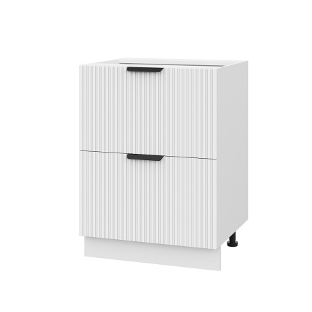 Шкаф нижний с ящиками ШНГ2Я 600 Корпус: ЛДСП белый 16мм; фасад: фрезеровка Норд Line, МДФ софт пломбир 16 мм