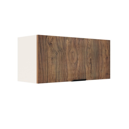Шкаф верхний горизонтальный ШВГ 800 Корпус: ЛДСП белый 16мм; фасад: фрезеровка Норд, МДФ орех канадский 16 мм