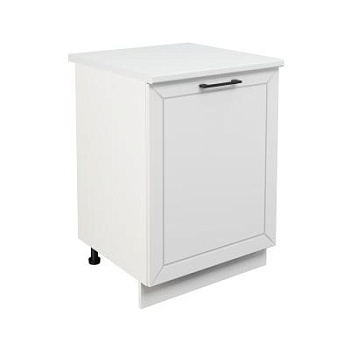 Шкаф нижний ШН 600-1 Корпус: ЛДСП белый 16мм; фасад: фрезеровка Кельн, МДФ софт даймонд 16мм