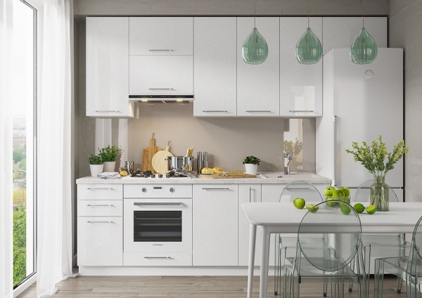 Модульная кухня Олива Металлик белый