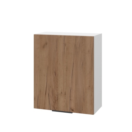 Шкаф верхний ШВ 600-1 Корпус: ЛДСП белый 16мм; фасад: фрезеровка Оливия, ЛДСП дуб крафт табачный 16 мм