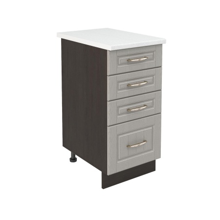 Шкаф нижний с ящиками ШНЯ 400 Корпус: ЛДСП венге 16мм; фасад: фрезеровка Лондон, МДФ дуб графит 16мм