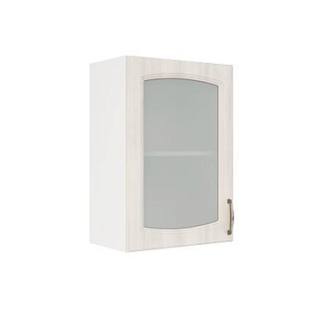 Шкаф верхний со стеклом ШВС 500 Корпус: ЛДСП белый 16мм; фасад: фрезеровка Гренада, МДФ сандал 16мм