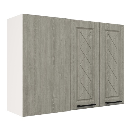 Шкаф верхний угловой ШВУП 1000 Корпус: ЛДСП белый 16мм; фасад: фрезеровка Барселона, МДФ седой клен 16мм