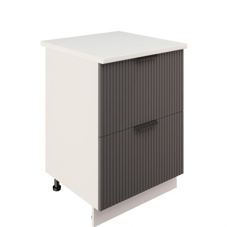 Шкаф нижний с ящиками ШНГ2Я 600 Корпус: ЛДСП белый 16мм; фасад: фрезеровка Норд Line, МДФ софт маренго 16 мм Шкаф нижний с ящиками ШНГ2Я 600 Корпус: ЛДСП белый 16мм; фасад: фрезеровка Норд Line, МДФ софт маренго 16 мм