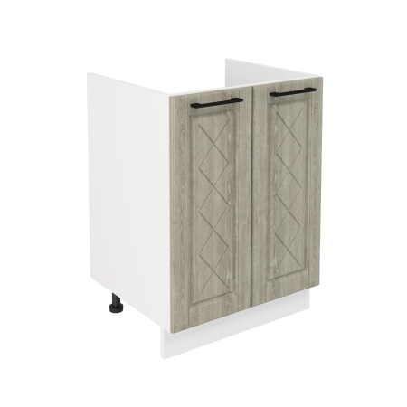 Шкаф нижний под мойку ШНМ 600 Корпус: ЛДСП белый 16мм; фасад: фрезеровка Барселона, МДФ седой клен 16мм