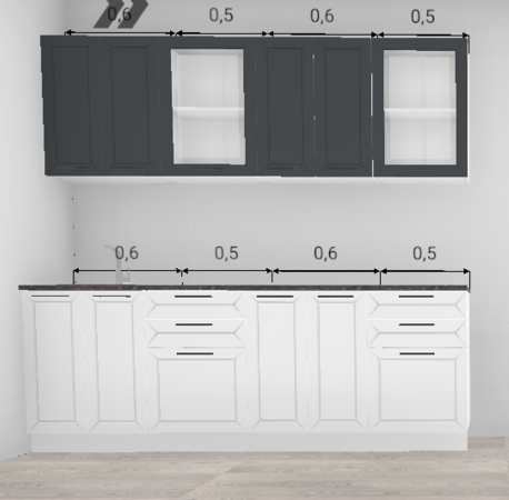 Кухня Кельн Софт даймонд / Софт смок верх 2,2 м (4642)