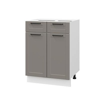 Шкаф нижний с ящиками ШН2Я 600 Корпус: ЛДСП белый 16мм; фасад: фрезеровка Диада, МДФ лофт кварц 16 мм