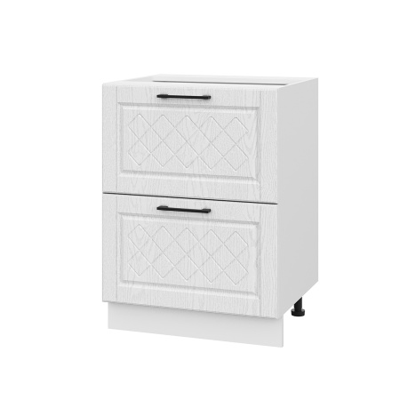 Шкаф нижний с ящиками ШНГ2Я 600 Барселона белый массив (МДФ 16мм МС София)