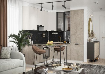 Модульная кухня Норд Софт пломбир / Камень беж Модульная кухня Норд Софт пломбир / Камень беж