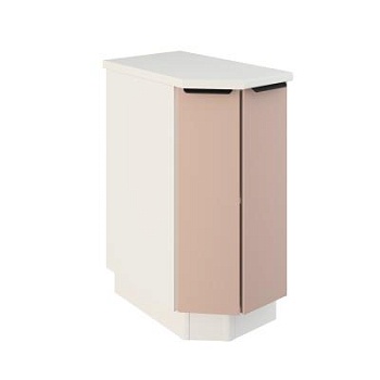 Шкаф нижний торцевой ШНТ 360 Корпус: ЛДСП белый 16мм; фасад: фрезеровка Норд, МДФ софт какао 16 мм