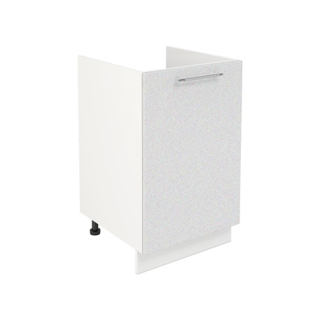 Шкаф нижний под мойку ШНМ 500 Корпус: ЛДСП белый 16мм; фасад: фрезеровка Олива, МДФ металлик белый 16мм