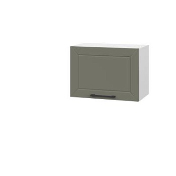 Шкаф верхний горизонтальный ШВГ 500 Корпус: ЛДСП белый 16мм; фасад: фрезеровка Кельн, МДФ софт лайт хаки 16 мм