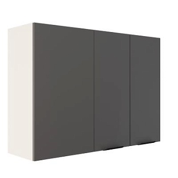 Шкаф верхний угловой ШВУП 1000 Корпус: ЛДСП белый 16мм; фасад: фрезеровка Норд, МДФ софт смок 16 мм