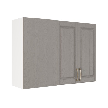 Шкаф верхний угловой ШВУП 1000 Корпус: ЛДСП белый 16мм; фасад: фрезеровка Лондон, МДФ дуб графит 16мм