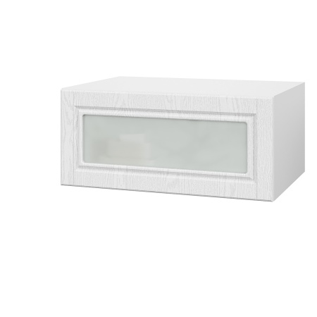 Шкаф верхний  антресоль со стеклом ШВСА 800 Барселона белый массив (МДФ 16мм МС София)