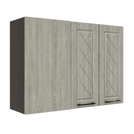 Шкаф верхний угловой ШВУП 1000 Корпус: ЛДСП венге 16мм; фасад: фрезеровка Барселона, МДФ седой клен 16мм