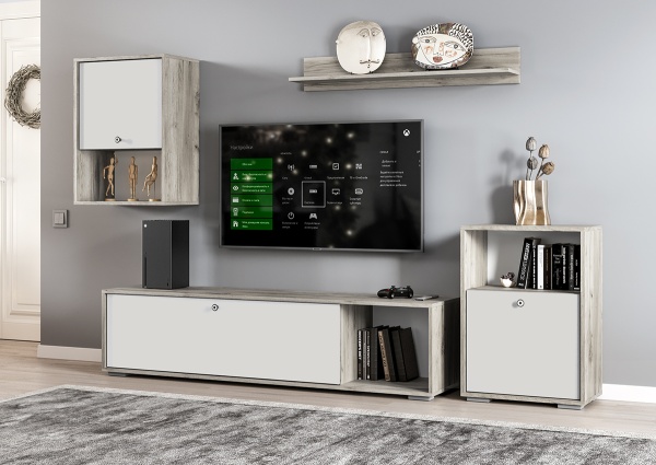 мс для гостиной Нанси ТБ-1600 дуб крафт серый/софт айвори