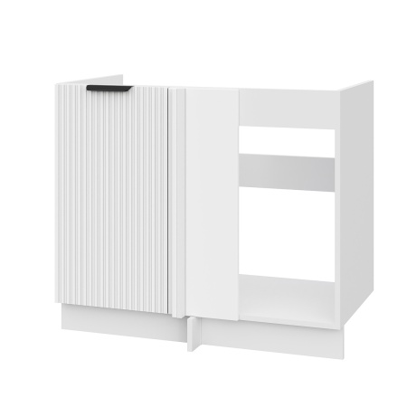 Шкаф нижний угловой  ШНУП 1000 Корпус: ЛДСП белый 16мм; фасад: фрезеровка Норд Line, МДФ софт пломбир 16 мм