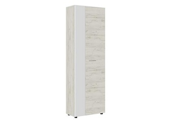 САФАРИ_Шкаф_ШК-001_(Шкаф с выдв. штангой) Дуб крафт белый / Белый Софт