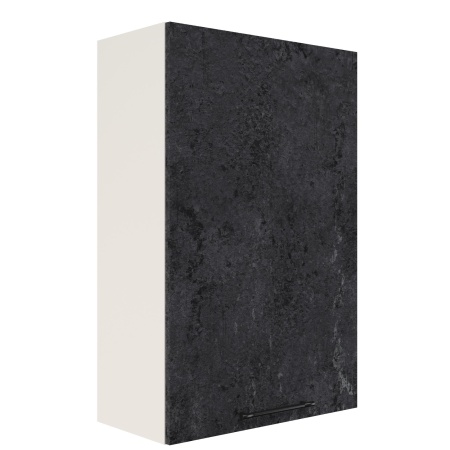Шкаф верхний (премьер) ШВ 600Н-1 Корпус: ЛДСП белый 16мм; фасад: фрезеровка Нувель, МДФ бетон черный 16мм
