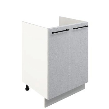 Шкаф нижний под мойку ШНМ 600 Корпус: ЛДСП белый 16мм; фасад: фрезеровка Нувель, МДФ бетон белый 16мм