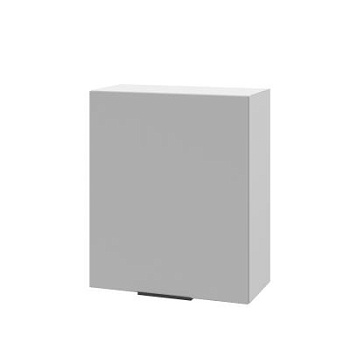 Шкаф верхний ШВ 600-1 Корпус: ЛДСП белый 16мм; фасад: фрезеровка Оливия, ЛДСП серый софт 16 мм