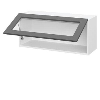 Шкаф верхний горизонтальный со стеклом ШВГС 800 Барселона белый массив (МДФ 16мм МС София)