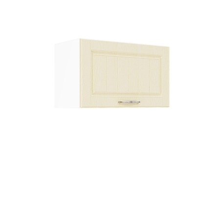 Шкаф верхний горизонтальный ШВГ 600 Корпус: ЛДСП белый 16мм; фасад: фрезеровка Лондон, МДФ дуб крем 16мм