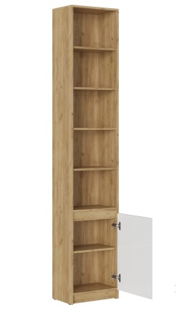 БОСТОН Стеллаж СЖ-001 МДФ (Комплект) Корпус - Дуб Крафт золотой  Фасад МДФ - глянцевая Белый