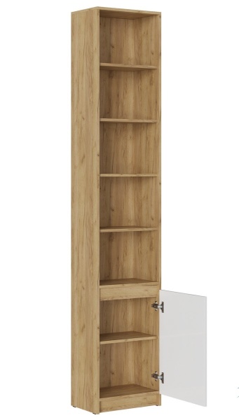 БОСТОН Стеллаж СЖ-001 МДФ (Комплект) Корпус - Дуб Крафт золотой  Фасад МДФ - глянцевая Белый