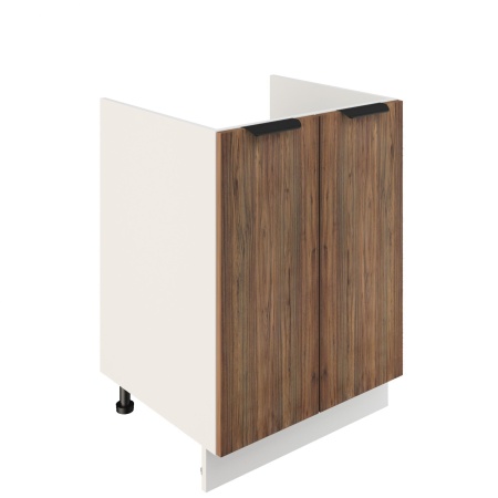Шкаф нижний под мойку ШНМ 600 Корпус: ЛДСП белый 16мм; фасад: фрезеровка Норд, МДФ орех канадский 16 мм