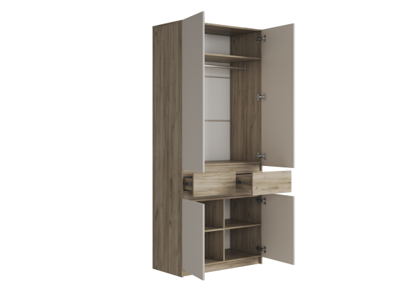 БОСТОН ШК-001 Шкаф 2-ств. ЛДСП (Комплект) Дуб крафт серый / Кашемир