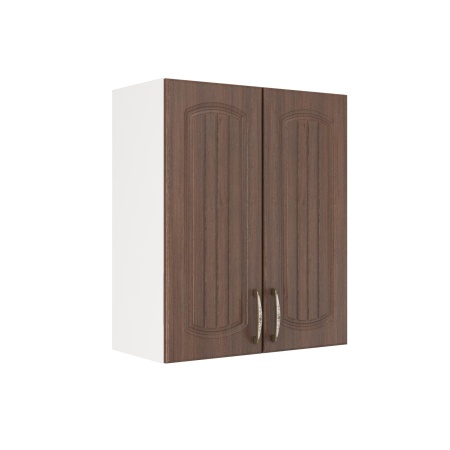 Шкаф верхний ШВ 600 Корпус: ЛДСП белый 16мм; фасад: фрезеровка Гренада, МДФ бразильский орех 16мм