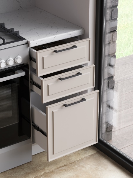 Кухня Ритм Лайт грей / Сиена Антично-бежевый 2,0 м Кухня Ритм Лайт грей / Сиена Антично-бежевый 2,0 м