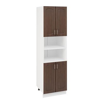 Пенал ПД600-22 Корпус: ЛДСП белый 16мм; фасад: фрезеровка Гренада, МДФ бразильский орех 16мм