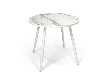 Стол Поло круглый, пластик Мрамор белый/кромка белая / Белый