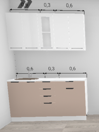 Кухня Олива Глянец шоколад / Глянец белый (верх) 1,5 м (4584)