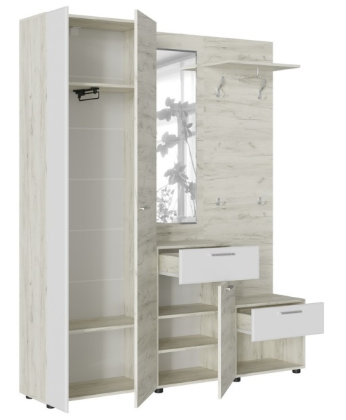 Модульная прихожая Сафари Дуб крафт белый / Белый Софт