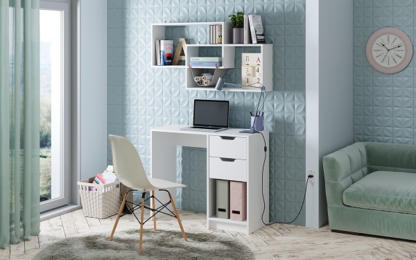 ЛАЙТ Стол письменный СП-001( 2 ящ.) Корпус - Белый (Гладкий)