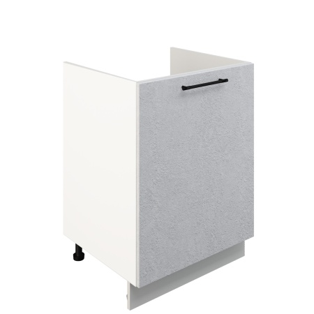 Шкаф нижний под мойку ШНМ 600-1 Корпус: ЛДСП белый 16мм; фасад: фрезеровка Нувель, МДФ бетон белый 16мм