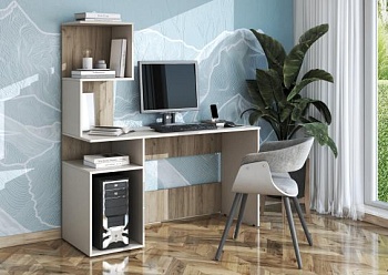 БОХО Стол письменный СП-001 Дуб крафт серый / Кашемир