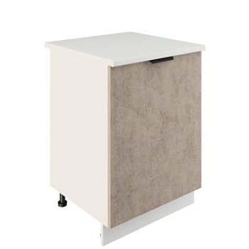 Шкаф нижний ШН 600-1 Корпус: ЛДСП белый 16мм; фасад: фрезеровка Норд, МДФ камень беж 16 мм