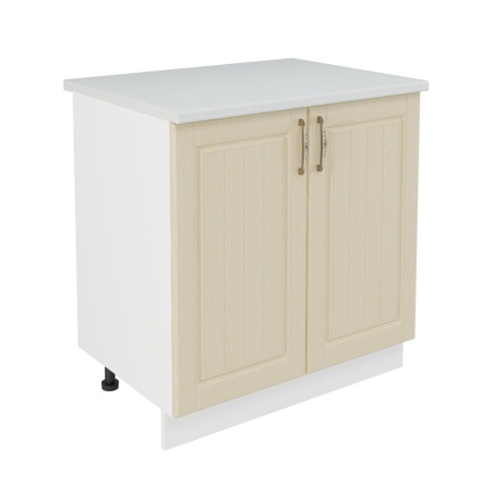 Шкаф нижний ШН 800 Корпус: ЛДСП белый 16мм; фасад: фрезеровка Лондон, МДФ дуб крем 16мм