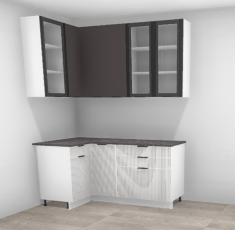 Кухня угловая Норд Софт смок / Софт Line даймонд с высокими шкафами 1,1*1,8 м (4675)