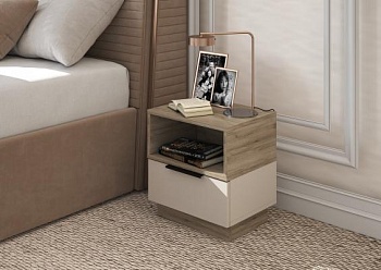 БОХО Тумба прикроватная ТМ-002 Дуб крафт серый / Кашемир