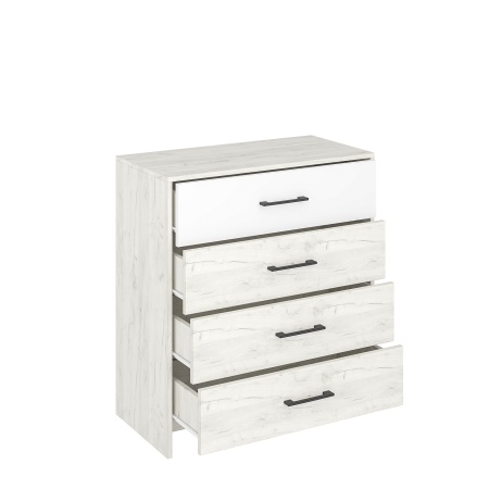 мс для спальни Дублин КМ4Я-800 дуб крафт белый/белый+дуб крафт белый